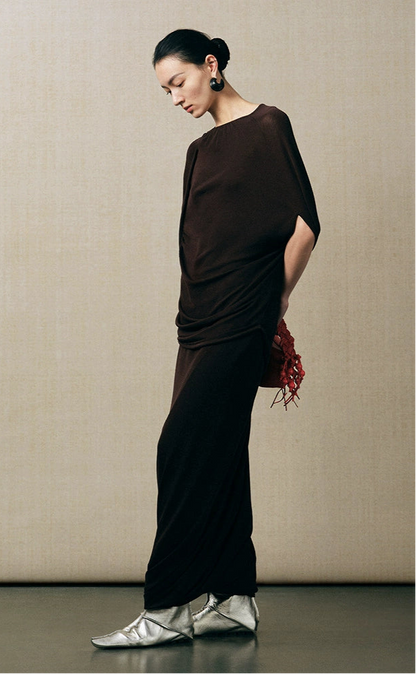 ZHUCHONGYUN irregular shirring loose knitted top--AIHARA.