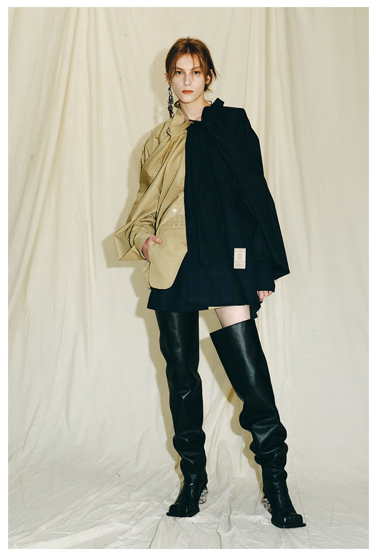 MAYALI paneled structure, niche short contrast skirt - Shilo