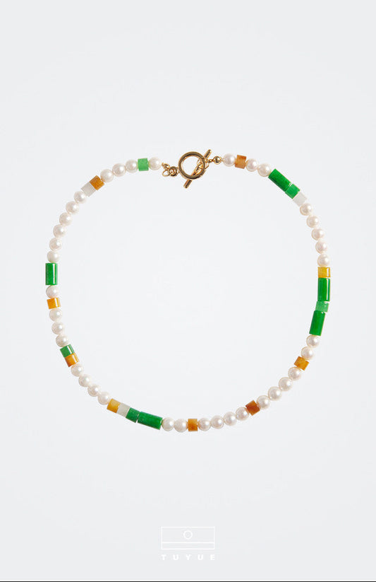 TUYUE Chinese style pearl jade necklace clavicle chain- BISHOP