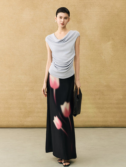 HECO Chinese style swing collar sleeveless knitted sweater T-shirt - HEART.