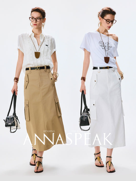 ANNASPEAK High-Waisted A-Line Skirt AS Summer New Style-JUN.