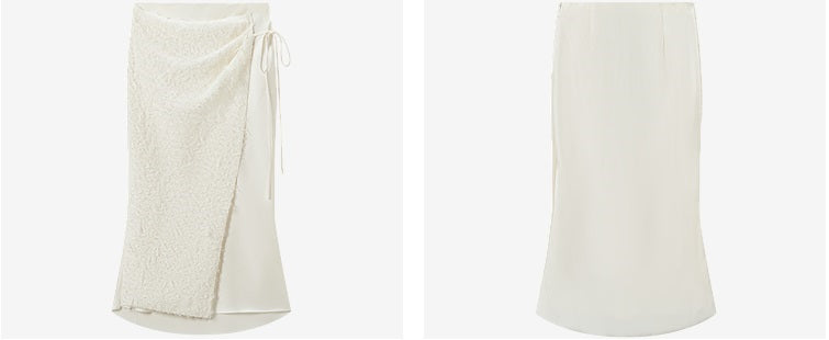 COMME MOI Lu Yan designer's women's satin stitching asymmetrical straight skirt - BILLY.