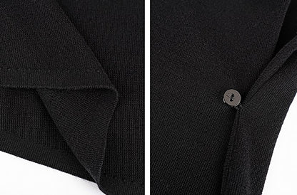 HECO Chinese Versatile Beveled Side Buckle V-Neck Knit Top - BREA.