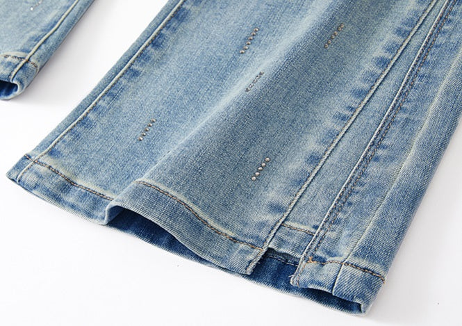 CHICHY chic bootcut high-waisted thin light blue long pants-SALLY