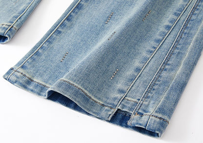 CHICHY chic bootcut high-waisted thin light blue long pants-SALLY