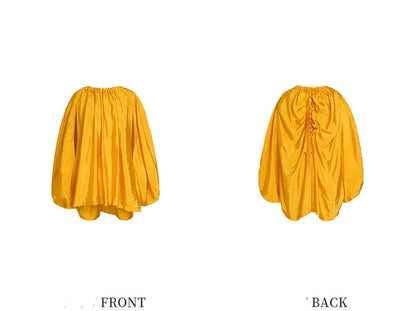 ZHUCHONGYUN yellow pleated loose-fitting blouse -AMBER.
