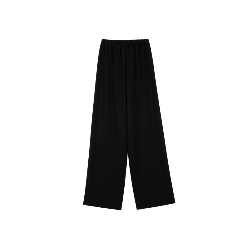 NOTHING WRITTEN  triacetate wrinkle long leg one-piece air pants-IRIS.