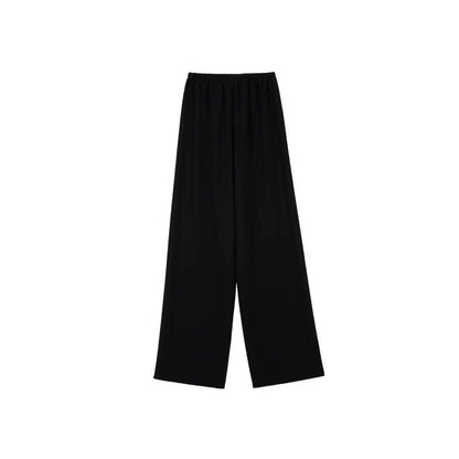 NOTHING WRITTEN  triacetate wrinkle long leg one-piece air pants-IRIS.