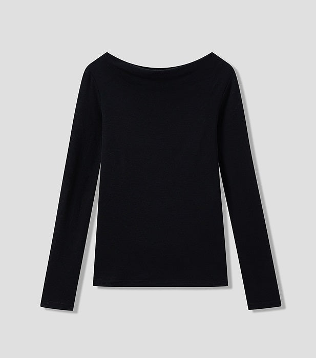 COMME MOI Lu Yan designer's new women's black straight neck silk wool knitwear - CONTROL.