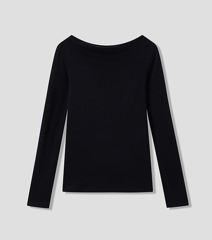COMME MOI Lu Yan designer's new women's black straight neck silk wool knitwear - CONTROL.