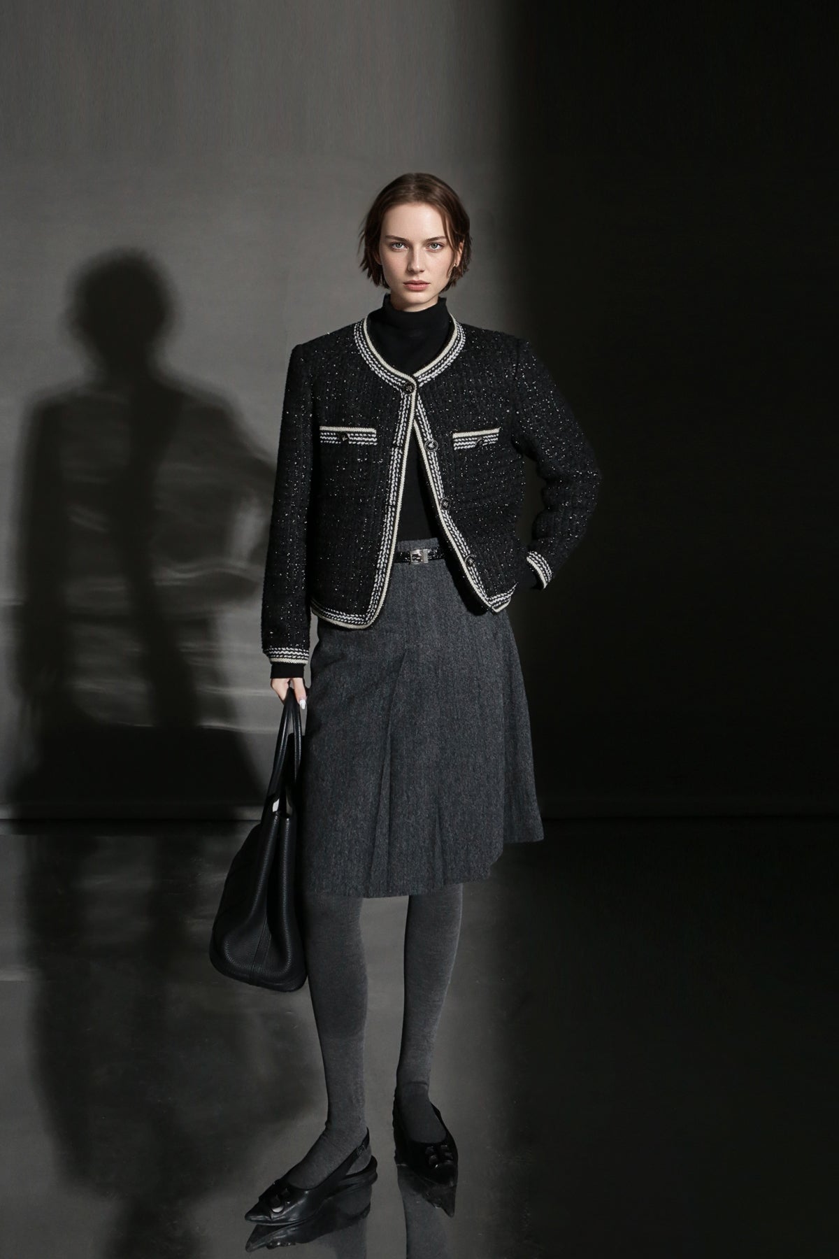 PIAOIN vintage woolen pleated premium skirt-LUCY