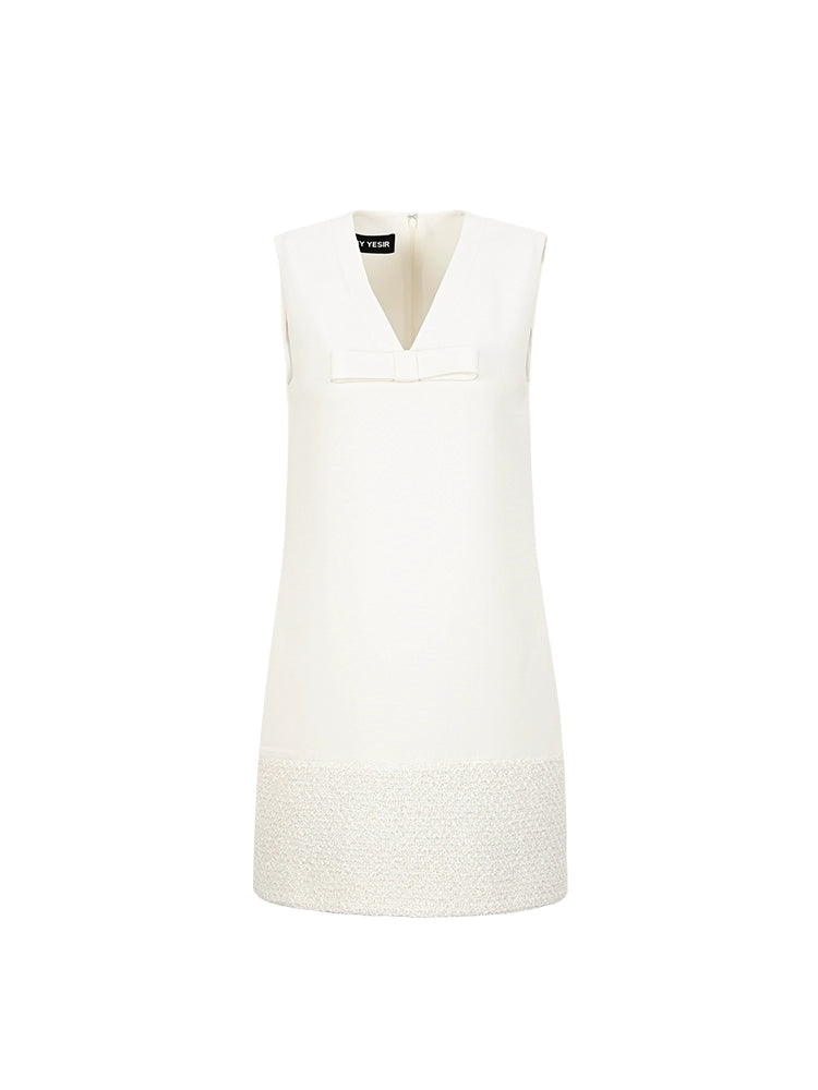YES BY YESIR | Ye Qians Sleeveless V-Neck Dress with Straight Silhouette -AMIRELLE.
