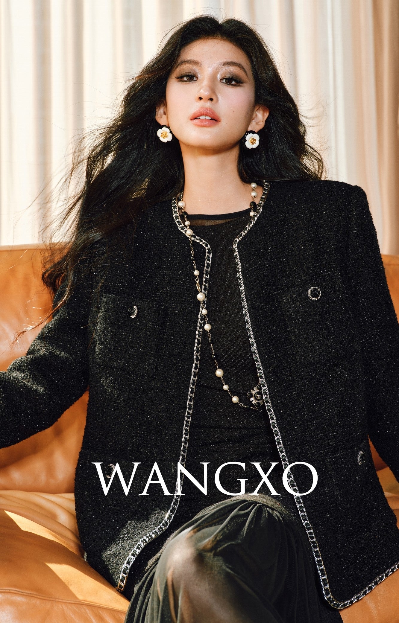 WANGXO | Silk Wool Tweed White Duck Down Jacket-ZAYA.