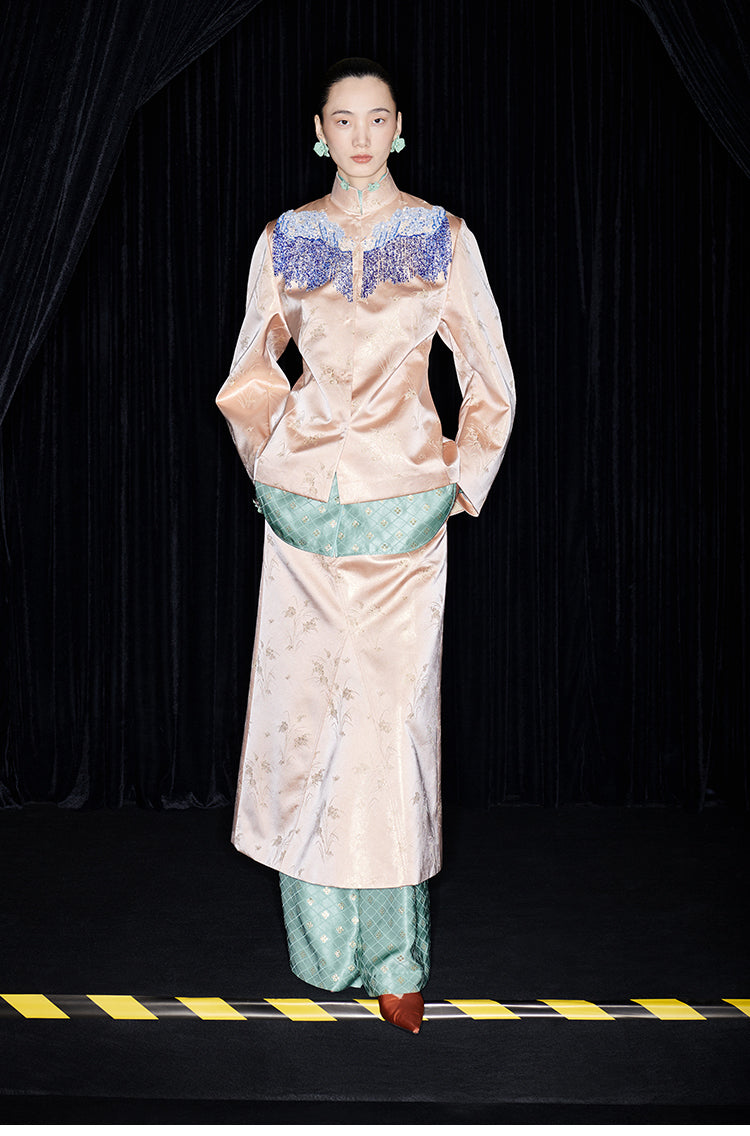 M essential Mackay designer brand Sea Cliff Tassel Beaded Shirt - plain.