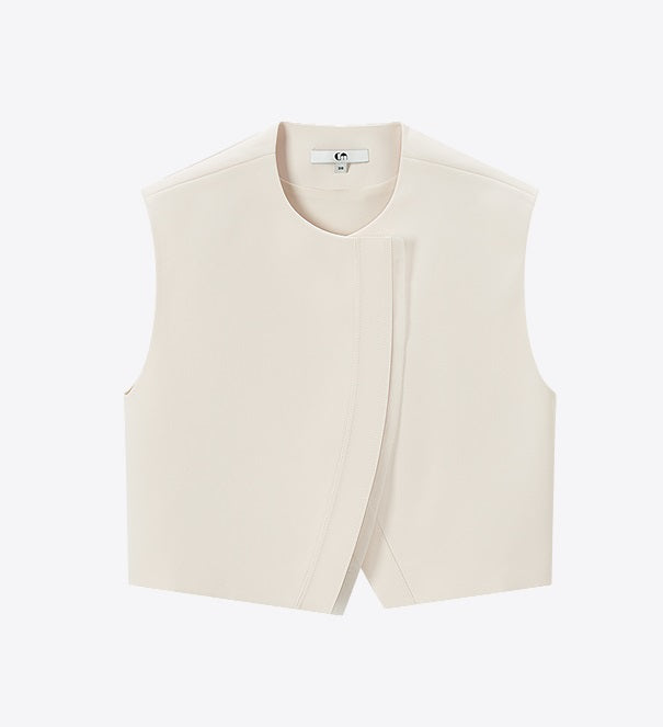 COMME MOI Lv Yan designer's curved placket cropped vest - POSEY.