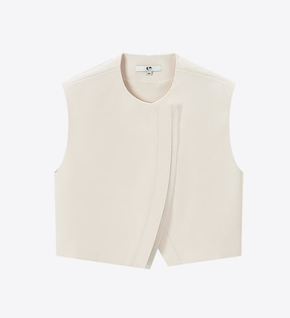 COMME MOI Lv Yan designer's curved placket cropped vest - POSEY.