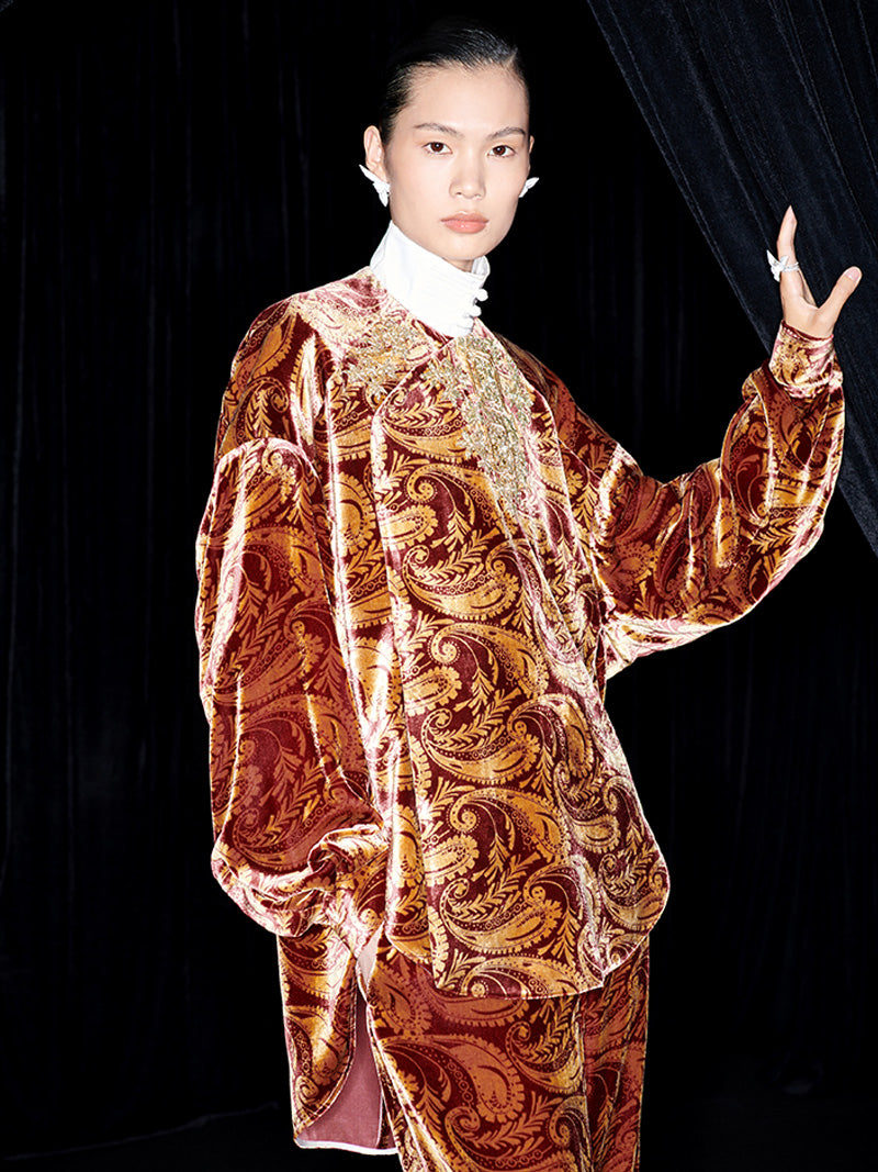 M essential Mackay designer embroidery oversized shirt pants set - calm.