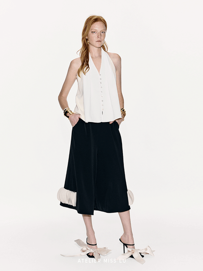 ATELIER MISS LU  color-block design backless halterneck A-line vest top - ENERGY