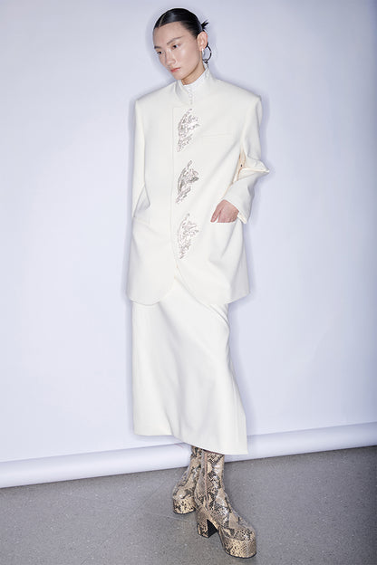 M essential Mackay designer Jiayang twill iris beads new Chinese silhouette suit - about.