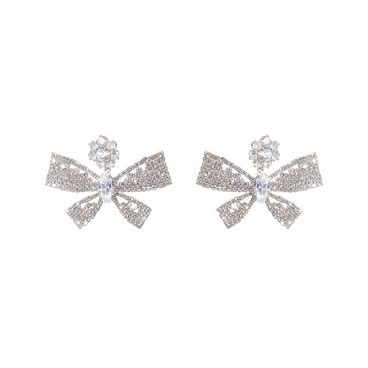 Wardrobes by Chen Luxury Light Bow Diamond Tassel Earrings-Sola