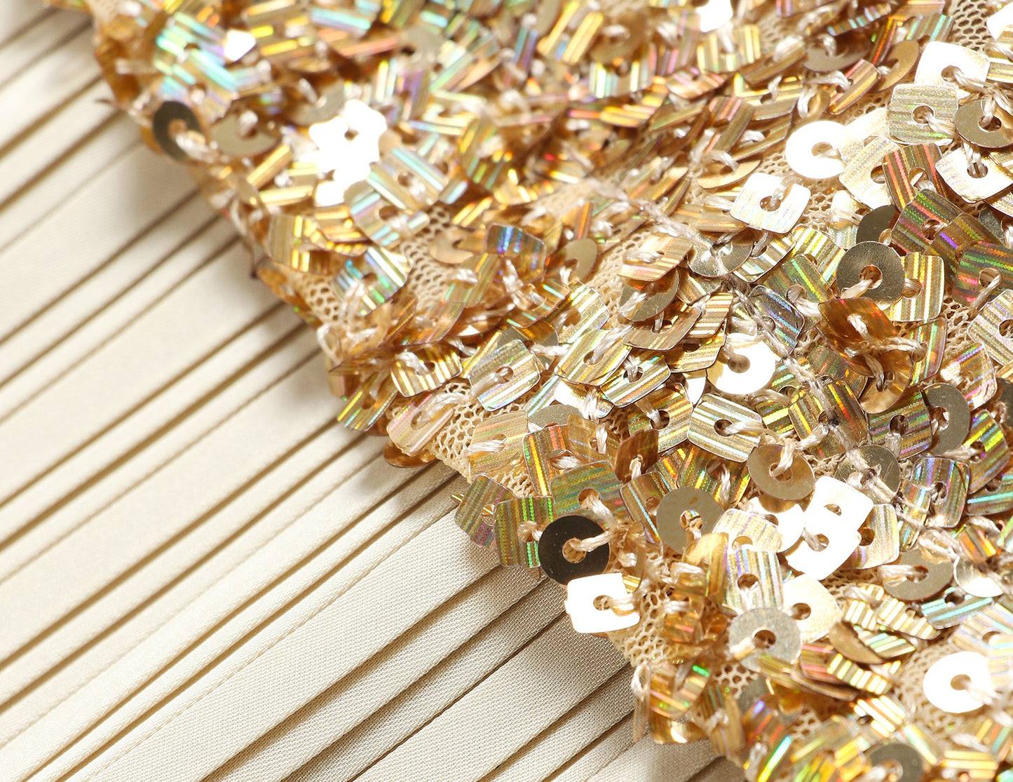 WANGXO | Gilded sequin-stitch silk pleated shimmer Dress - BYRON.