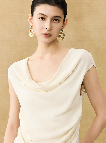 HECO Chinese style swing collar sleeveless knitted sweater T-shirt - HEART.