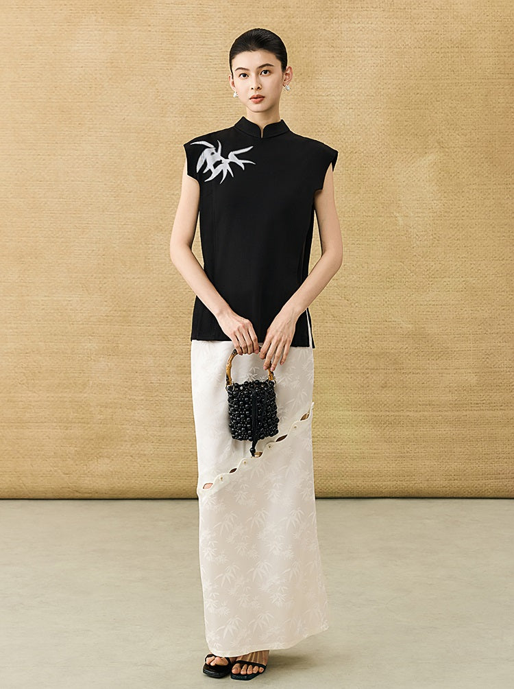 HECO Chinese Bamboo Leaf Print Short Sleeve T-Shirt - CHASE.