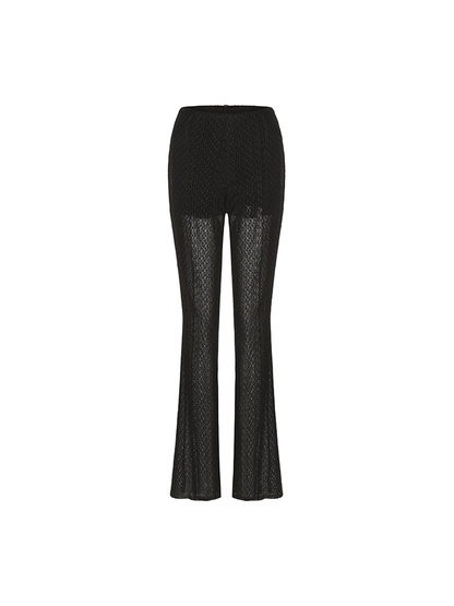 ATELIER MISS LU logo flocked design see-through bell bottoms - YANKEE.