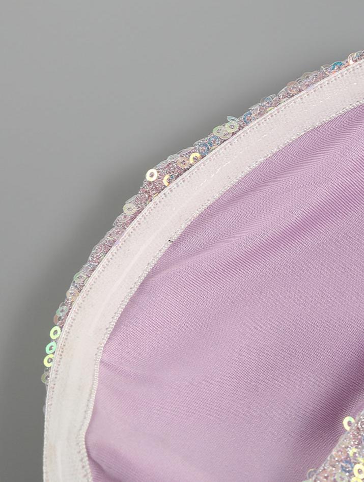 DOLLY Luxury Violet Glittering Sleeveless Chest Wrap Midi Feather Party Dress-FILIPPA