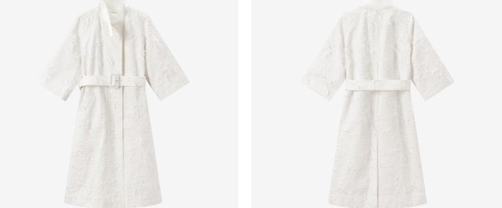 COMME MOI Lv Yan designer spring unique jacquard luxury A-type mid-sleeved trench coat - ARIA.