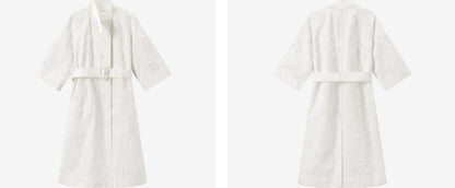 COMME MOI Lv Yan designer spring unique jacquard luxury A-type mid-sleeved trench coat - ARIA.