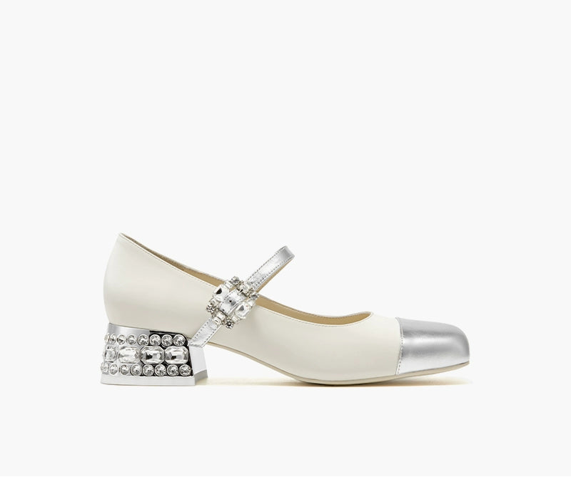 SHOESZOOO Maryjane Leather Square-toe Block Heels - PLIANT.