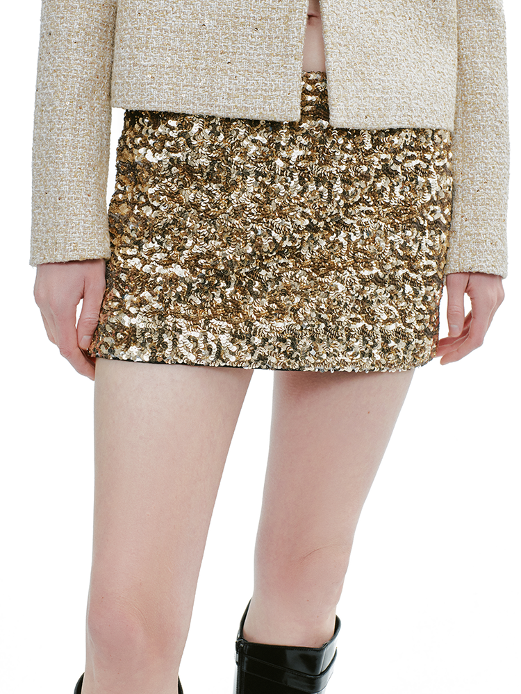 YES BY YESIR gold fan mini skirt - GLORY.