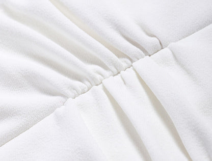 WANGXO | Boat Neck Cinched Waist & Flowing Umbrella Hem Dress  MARCELINE.