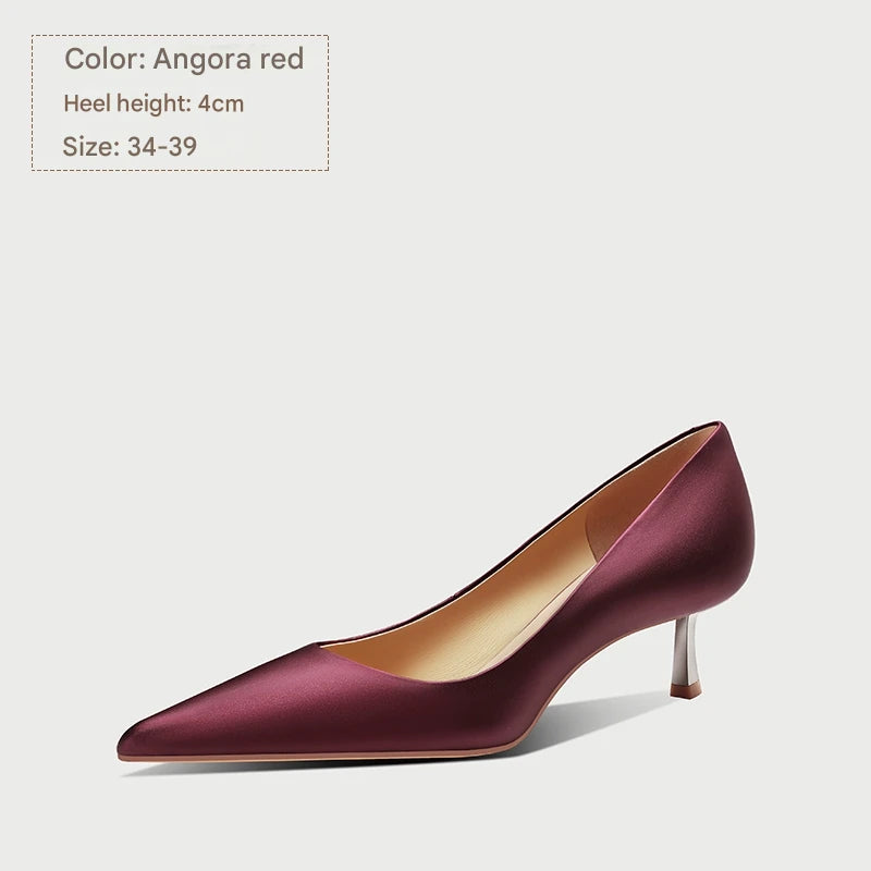 PJJUU white satin high heel shoes  - LOKI.