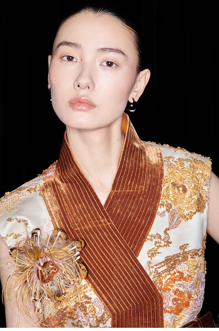 M essential Mackay designer quilted wide belt placket vest pant set- indira