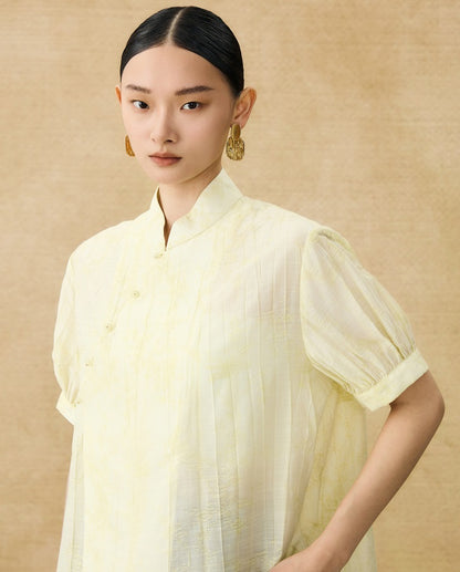 HECO Chinese style jacquard bubble summer silk cross-body top - PERFECT .