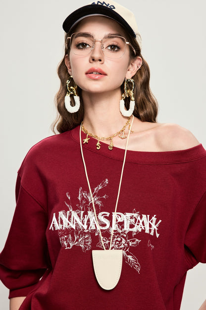 ANNASPEAK crew neck mottled distressed printed sweatshirt-PAMP.
