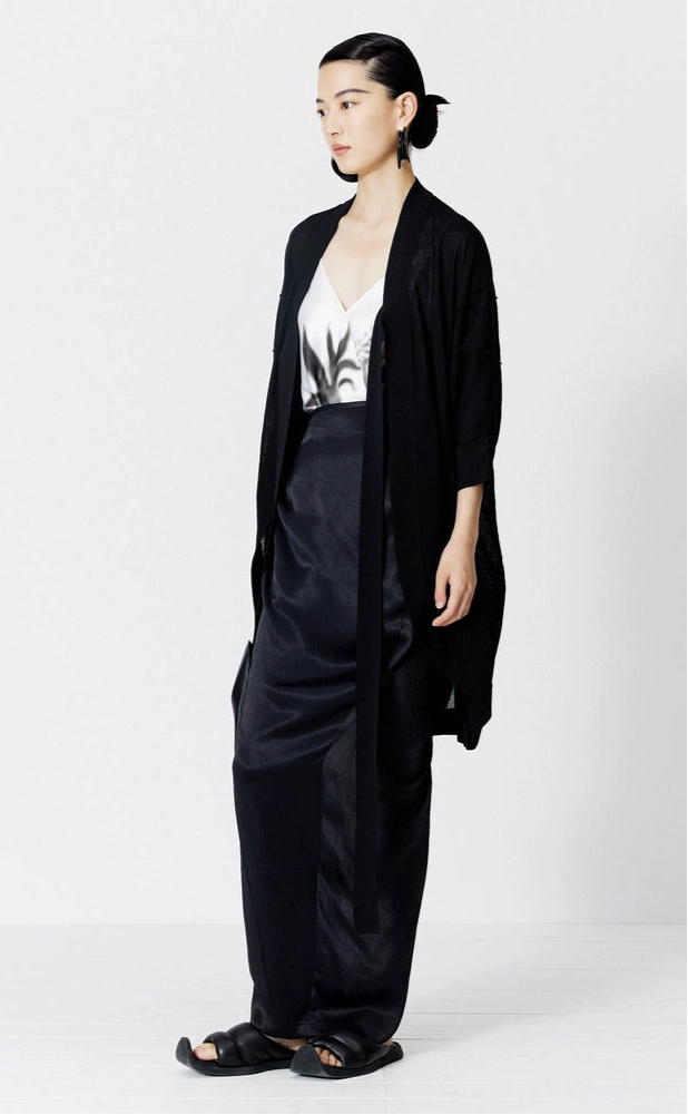ZHUCHONGYUN black sheer loose and light long knitted cardigan-YAGAMI.
