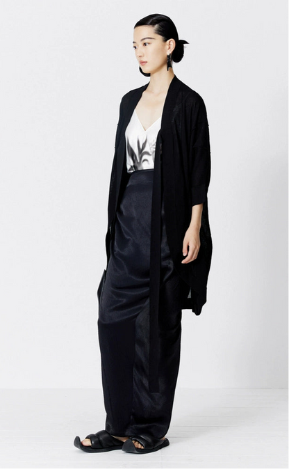 ZHUCHONGYUN black sheer loose and light long knitted cardigan-YAGAMI.