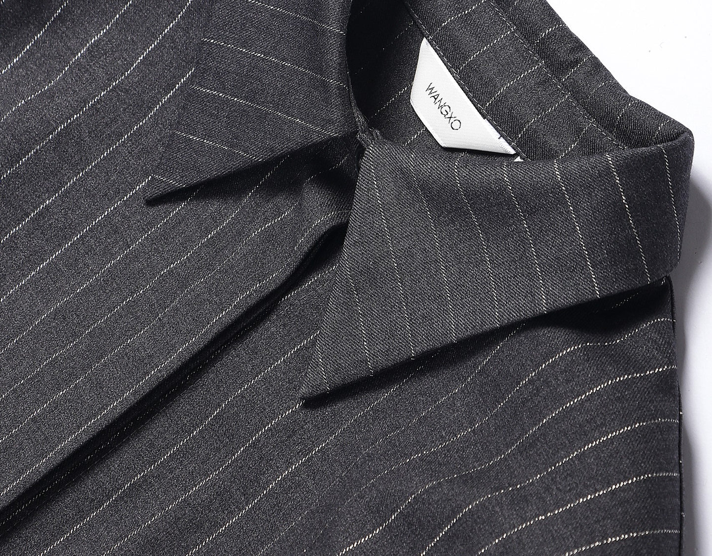 WANGXO | ROW-Style White Stripe Pinched Pleat Hip Slim Shirt Dress -NINA.