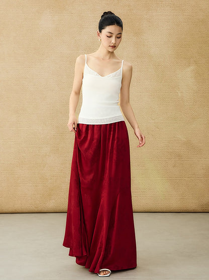 HECO Chinese Style Acetate Jacquard Elasticated High-waisted Fishtail Skirt - BETH.