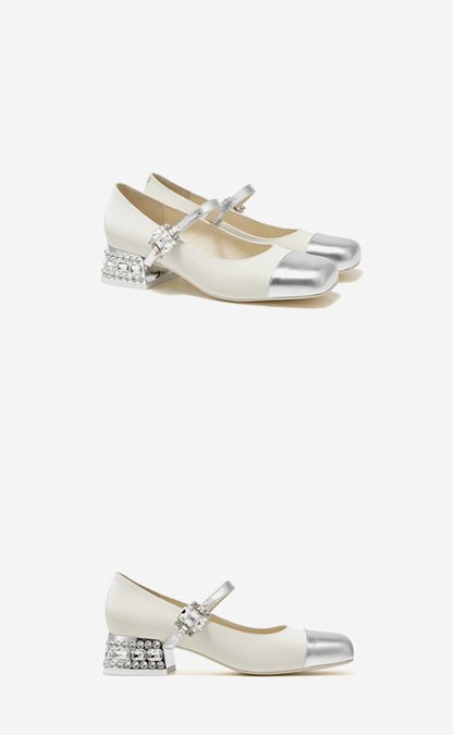 SHOESZOOO Maryjane Leather Square-toe Block Heels - PLIANT.