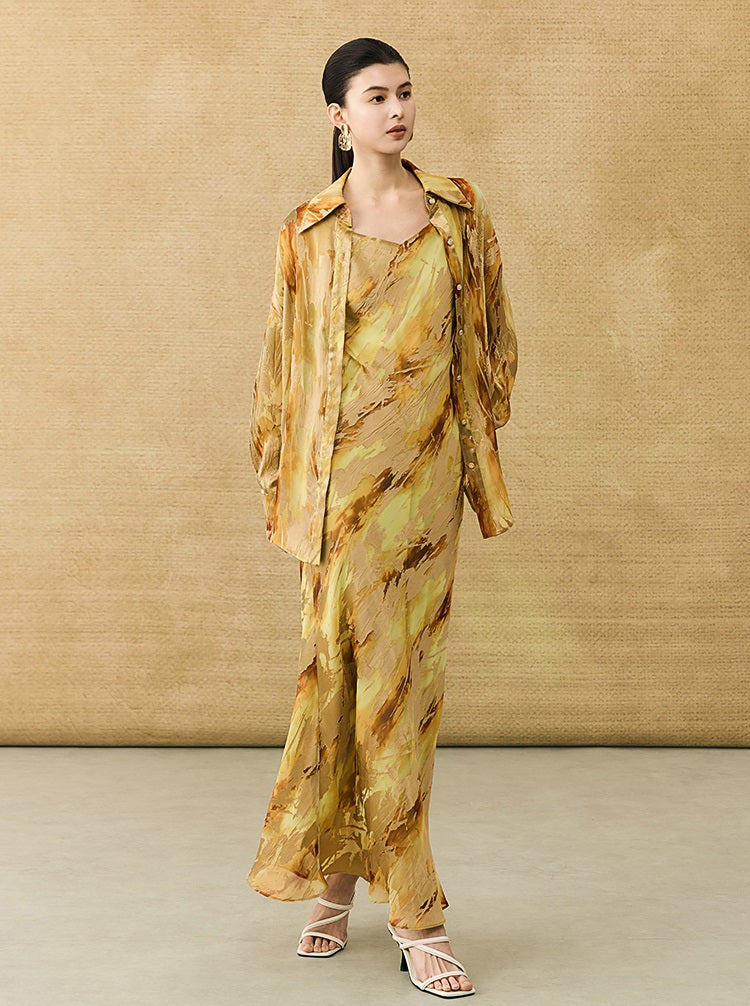 HECO Chinese National Style Burning Flower Slightly Transparent shirt- STROK.