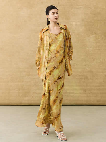 HECO Chinese National Style Burning Flower Slightly Transparent shirt- STROK.