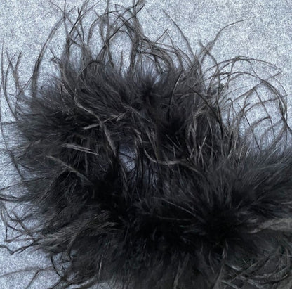 DOLLY Elegant Sling Off Shoulder Feather Slim Fit Short Tassel Birthday Dress-JAJA