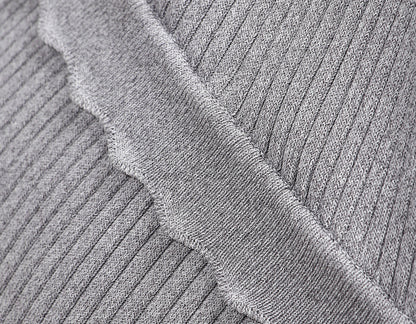 WANGXO | Custom Needle Matte Linen Stripes Slim Knitted Dress -SÉLI.