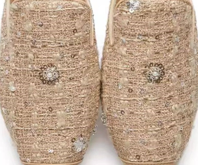 B-FEI couture paneled mules flat pointed toe slippers-YUNO.