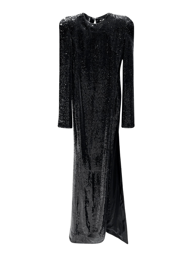 ANNAKIKI High slit open-back beaded dress long skirt-CHIYOKO