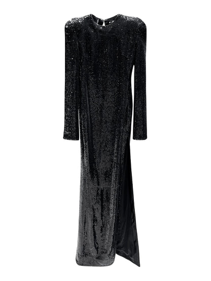 ANNAKIKI High slit open-back beaded dress long skirt-CHIYOKO